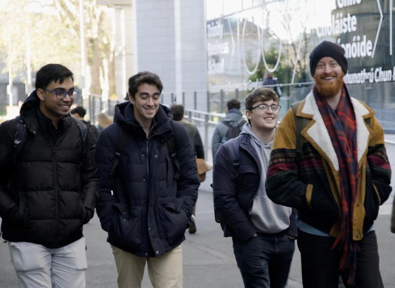 Students and researchers walk through Trinity's campus. Photo: Matthew Boyd, Mahoo.ie.