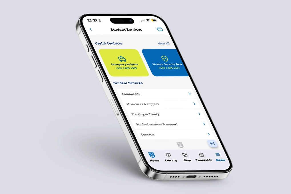 Student Services on the Trinity app