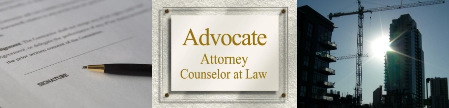 A montage of images related to construction law