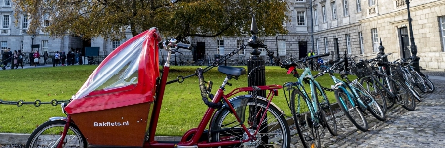 Parked bicycles at Trinity College Dublin