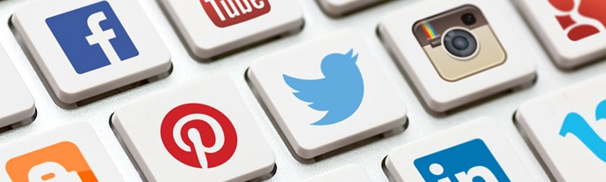Social media icons on keyboard keys