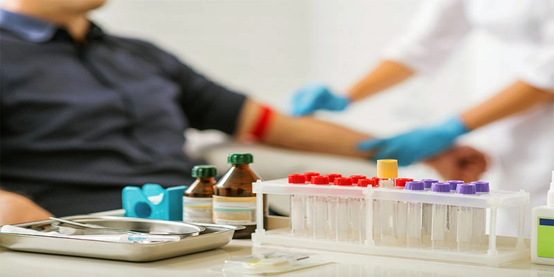Nurse taking a blood sample