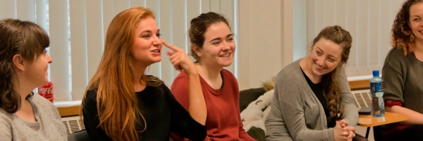 Students chatting in sign language