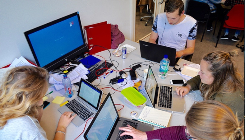 Students working on laptops