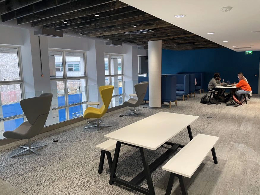 Student Space, Large Room, Bench, Table, Students