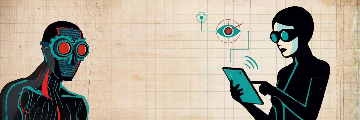 Image of two abstract people on a tablet