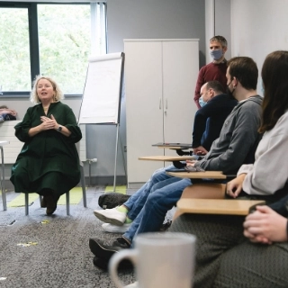 The Provost of Trinity College Dublin visiting students at the Conflict Resolution and Reconciliation Trinity course in Belfast