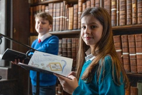 Books written and illustrated by schoolchildren go on exhibit in the Long Room
