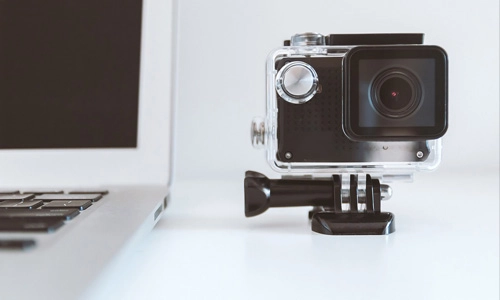 Camera and laptop