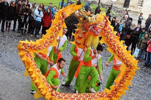 Chinese new year parade performers