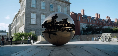 Still of courtyard outside berkley library