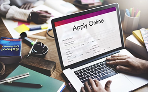 laptop with online application on screen