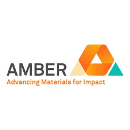 Amnber logo - Words in colour and simple geometric graphic representing the A