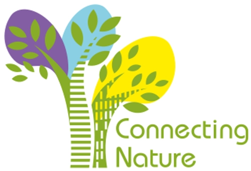 Connecting Nature logo - Growing plant graphic and lettering