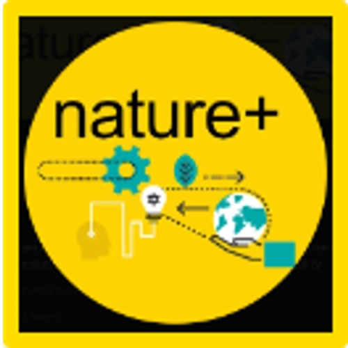 Nature Plus Logo - Yellow background with an animated conveyor belt moving around globe