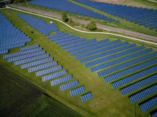 Solar panels in a field