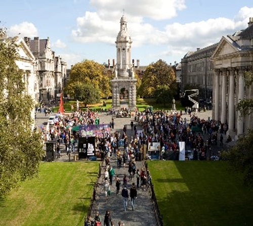 Student gathering at Trinity College Dublin