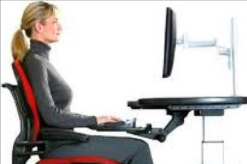 Woman illustrating good ergonomic support