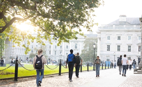 Students walking on campus