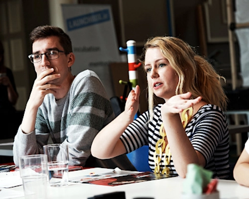 Two students in an Engineering Lab in Trinity