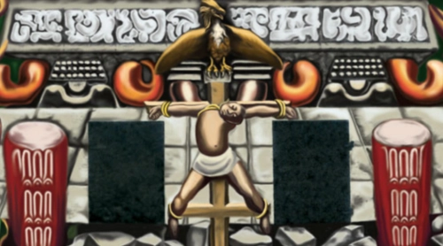 Detail from the 1932 América tropical mural.