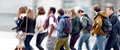 students walking