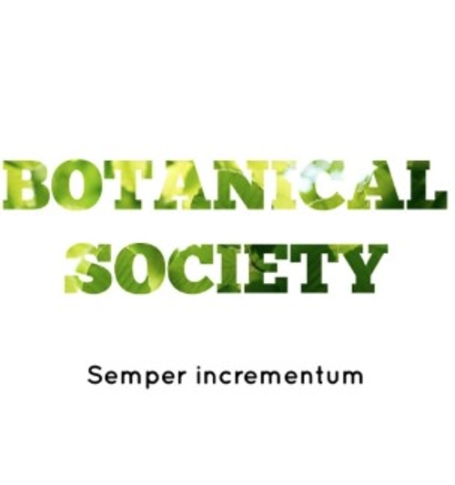 Botanical Soc logo - lettering with a leaf effect overlay in green