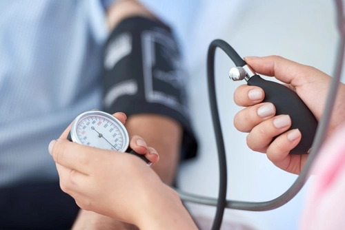 Someone getting their blood pressure checked