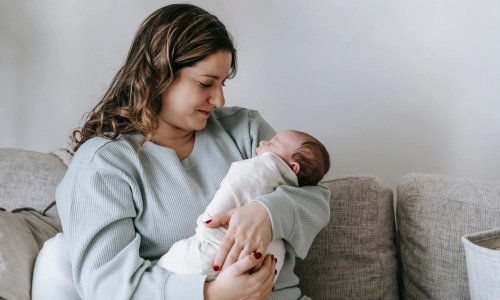 Mother holding baby