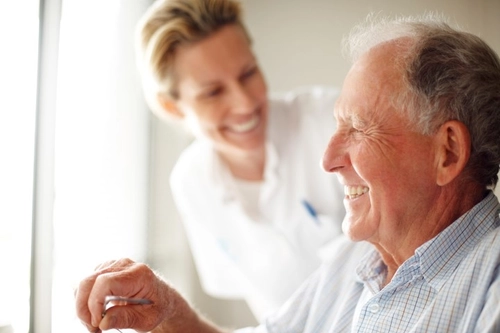 Older person laughing