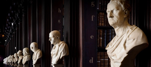 Bust sculptures in the Long Room Library TCD
