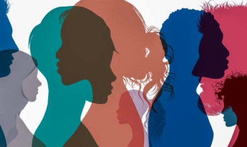 Silhouettes of diverse people