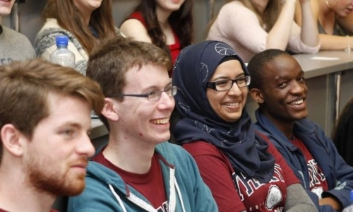 diverse group of students in a lecture hall