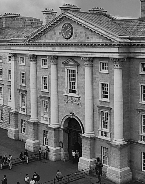 Image of Trinity Front Gate in black and white