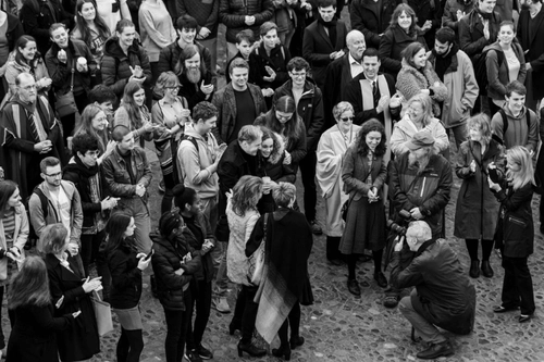 A crowd of people