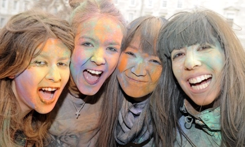 Students with coloured faces