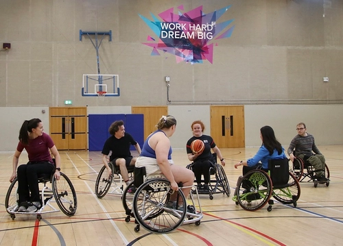 Trinity wheelchair basketball session showing players in action, 6 May 2025