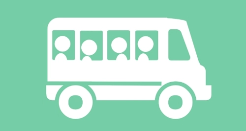 Illustration of School Bus, green and white