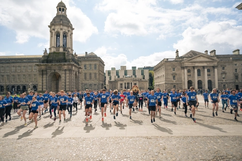 Participants warming up for the annual campus run