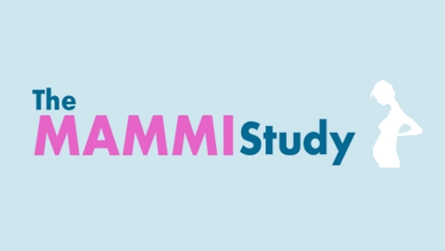 banner with pink and blue text mammi study