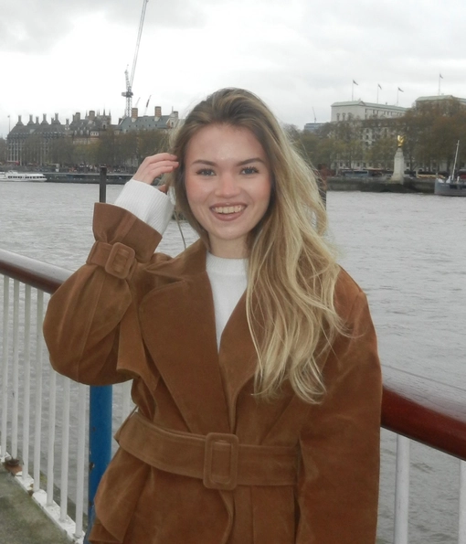 Student with long ombre blonde hair