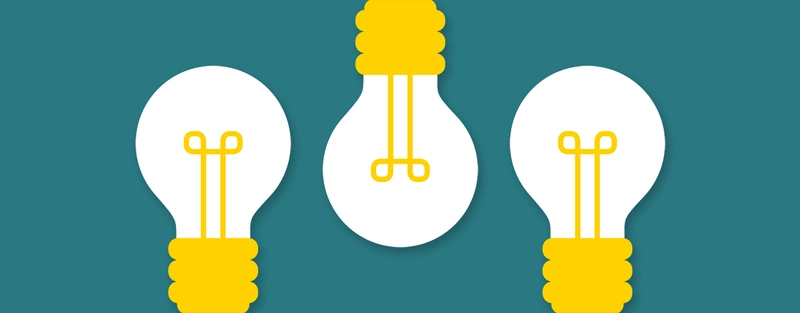 A cartoon graphic of three lightbulbs to represent the concept of ideas.