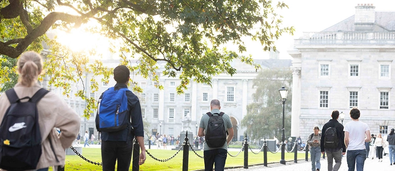 students walking on Trinity campus