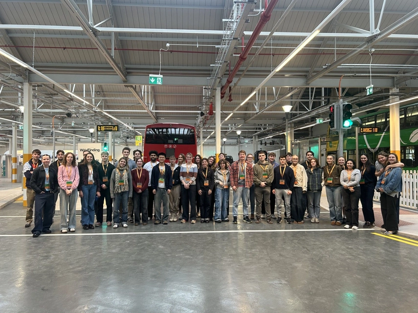 An image of a large group of students at the Wayfinding Centre