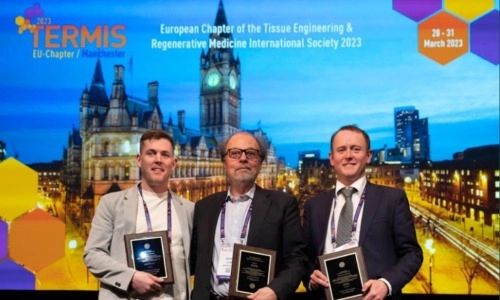 Three researchers from the Trinity's School of Engineering at the TERMIS awards ceremony