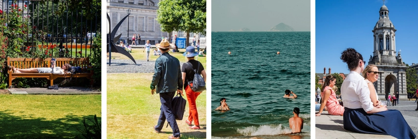 images of summer on campus and at beach
