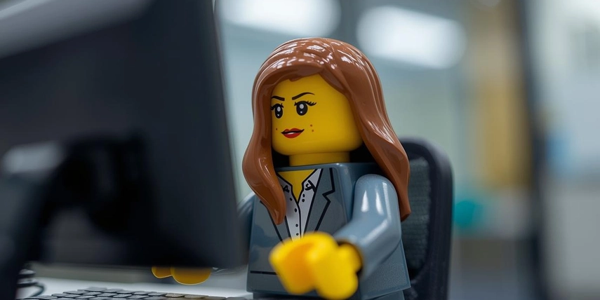 Image of lego woman on computer