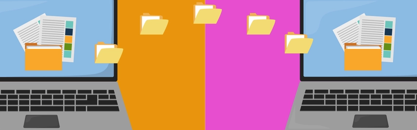 image of data and files being transferred between two computers