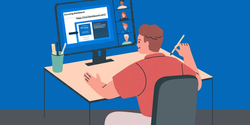 person on computer doing a webinar