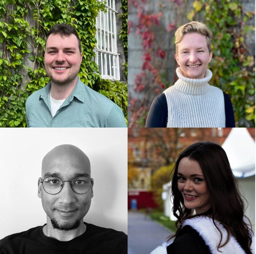 A collage of the four PhD students from 2023